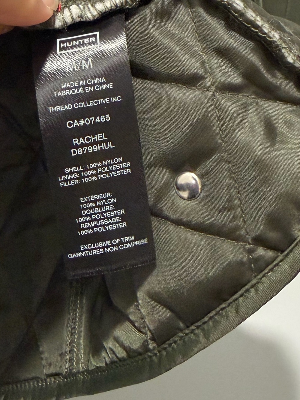 NEW Hunter Rachel Quilted Hunter Green Jacket Brown corduroy Collar chore coat M - Picture 12 of 12